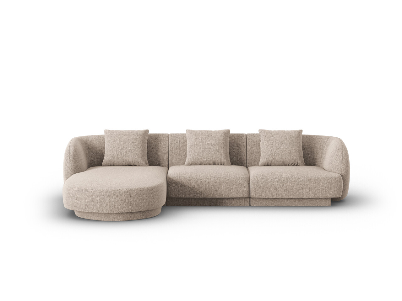 Coltar stanga 4 locuri, Tulum, Cosmopolitan Design, 255x156x70 cm, tesatura chenille, bej - imagine 6